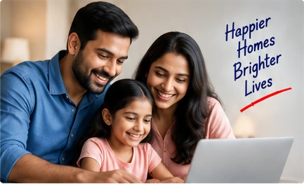 A family enjoying technology together